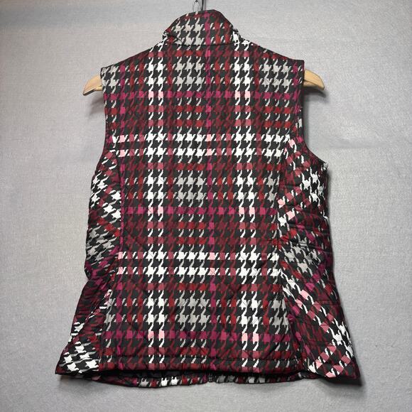 Christopher Banks Houndstooth Plaid Zip Vest S Outerwear Warm Classic Statement - Picture 2 of 10